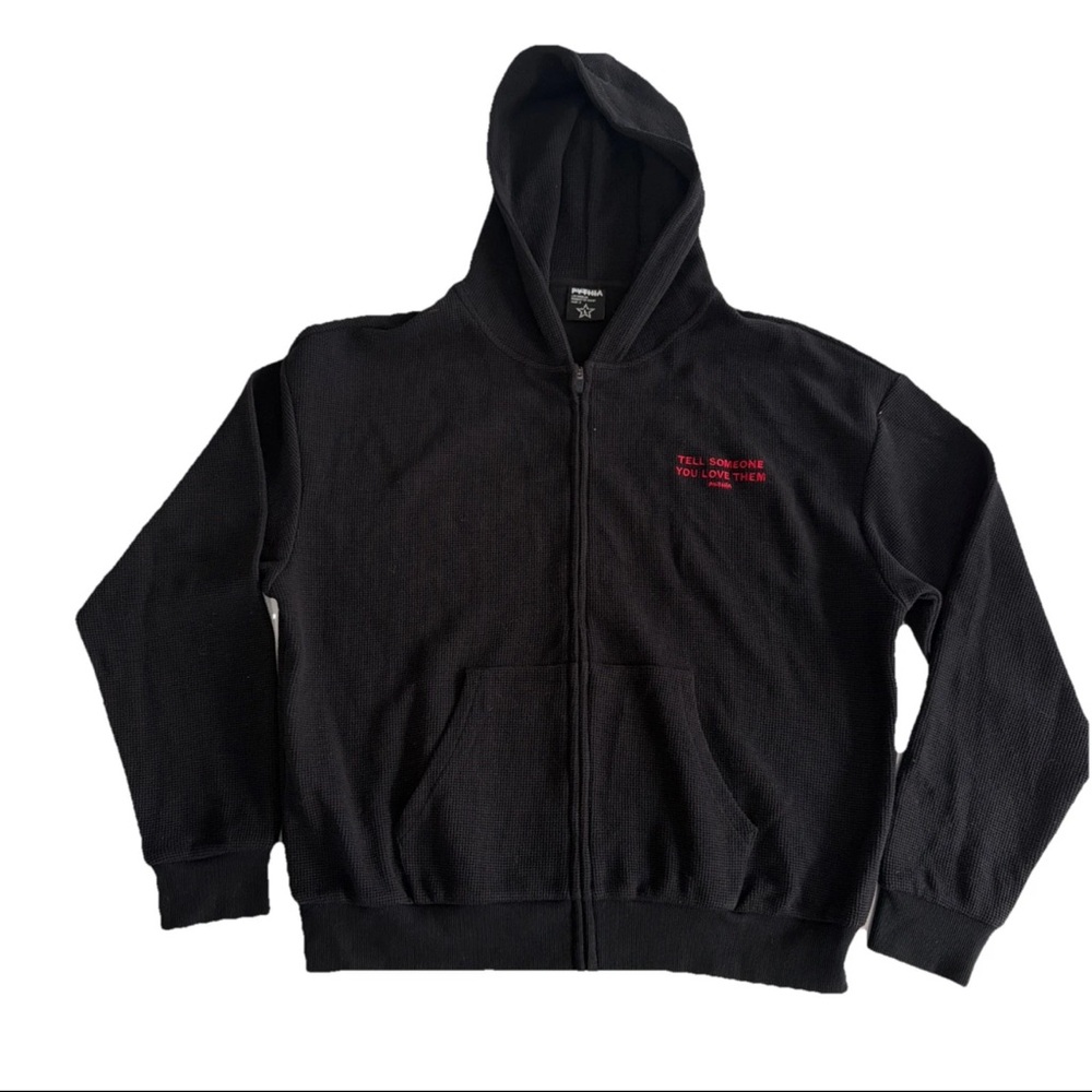 Pythia Black Waffle Knit Hoodie Sz L Sold Out